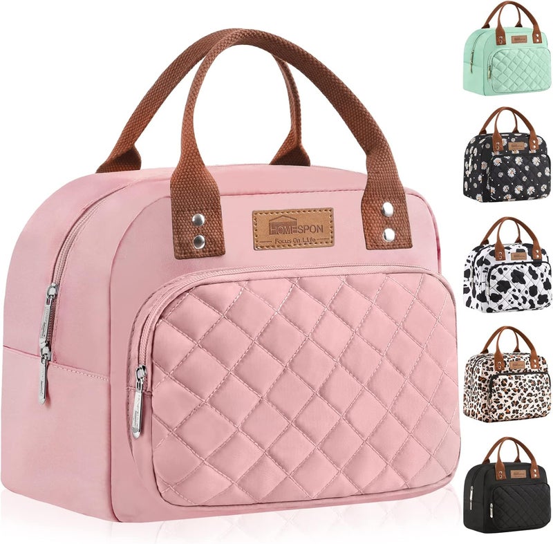 Buringer HOMESPON Lunch Bag for Woman Man Adults with Front Pocket Insulated Lunch Tote Lunch Box Container for Work Picnic or Travel（Pink） - Image 1